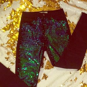 Top shop moto pants with sequins on front !